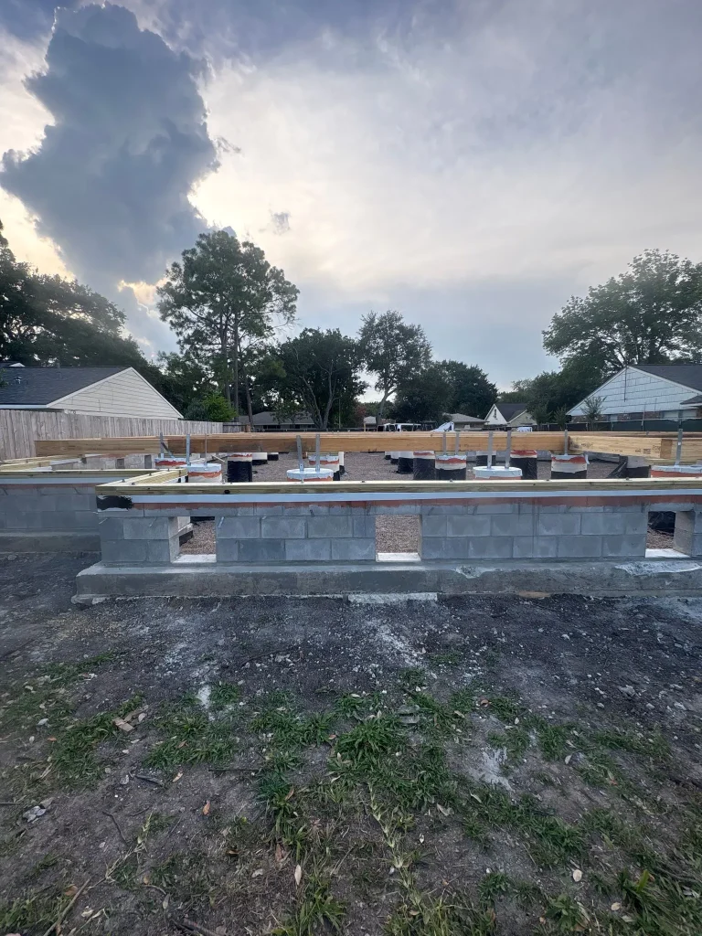 Raised crawlspace foundation with concrete block stem walls on the Westbury new build