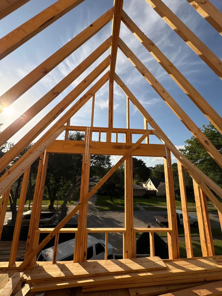 Steep roof framing for the gables of the Westbury new build